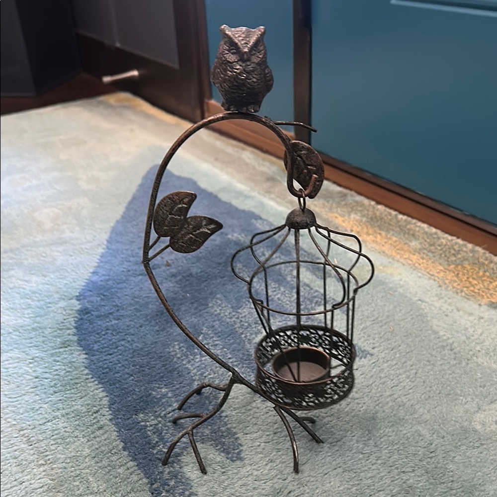 Brown Metal Bird candle holder Accent
